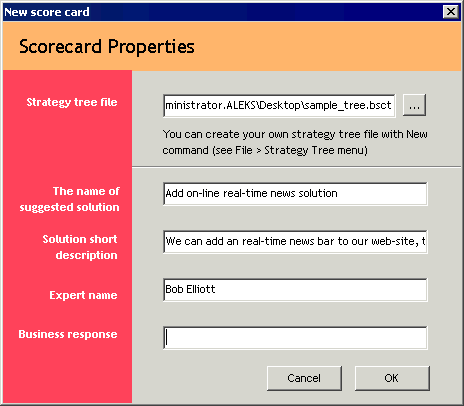 You should fill in the text fields in the dialog
